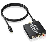 eSynic DA Wandler Digital zu Analog Konverter Audio Adapter Toslink Adapter Koaxial Adapter Optisch Cinch RCA L/R 3,5 mm mit Optischem Kabel für PS3 PS4 HDTV Blue Ray DVD Sky