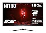 Acer Nitro ED320QR S3 Gaming Monitor 31,5 Zoll (80 cm Bildschirm) Full HD, 180Hz, 1ms(VRB), 2xHDMI 2.0, DP 1.4, Curved, DP/HDMI FreeSync Premium, Schwarz