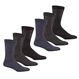 GM Apparel 6 Paar Diabetikersocken für Herren, extra breit, nicht elastisch, weiche Oberseite, Baumwollsocken für geschwollene Füße, Ödeme, Socken mit sanfter glatter Zehennaht, 6 Paar, Größe 39-45,