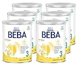 BEBA 3 Folgemilch ab dem 10. Monat, Babynahrung mit 5 HMO Komplex, nur Laktose, ohne Palmöl, 6er Pack (6 x 800g)