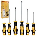 CCLIFE Magnetisches Schraubendreher Set 6-tlg Schlitz Kreuzschlitz PH0 PH1 PH2 CRV Stahl mit Ergonomischem Griff Anti Rutsch