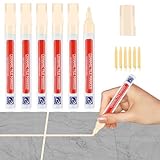 6Stück Fugenstift Beige Fugenstift Fugenmörtel mit Ersatzspitze Restaurierung Stift Reparatur Marker Wasserdicht Restaurierung Stift Reparaturstift für Fliesen Wand Bodenfliesenfuge Küchen Badezimmern
