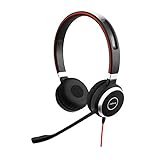 Jabra Evolve 40 UC Stereo Headset – Unified Communications Headphones for VoIP Softphone with Passive Noise Cancellation – 3.5mm Jack only – Black