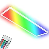 BRILONER Leuchten - Ultraflache Deckenlampe RGBW, LED Deckenleuchte mit Backlight, Neutralweiß, LED Panel, Farbwechsel, Dimmbar, Fernbedienung, Weiß, 7404-016