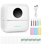 Mini Drucker,Tragbarer Mini Fotodrucker,Wireless Fotodrucker Thermodrucker mit 13 Rollen Druckerpapie und 5 Buntstifte,Smartphone Bluetooth Drucker mit Android,iOS,für Liste,Notizen,Journal,Reise