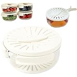 Abtropfkorb mit Deckel und Griff, 2-in-1 Abflusskorb SchüSsel mit Griff, Multifunktions-Abtropfkorb mit Deckel, Obstsieb Sieb Schüssel mit Deckel Klappbarer Griff Reinigung Sieb