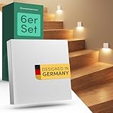 Scandinavian home 6er Set LED Treppenbeleuchtung Außen/Innen I Helligkeit einstellbar I IP65 230V 1W Warmweiß 3000K 125lm I Treppenlicht, Treppenstufenbeleuchtung, Treppenleuchte, Wandeinbauleuchte