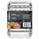 Chef Aid Aluminium-Grillschalen – 10 Stück Einweg-Grillpfannen für Fleisch und Gemüse, hitzebeständig und ideal für Barbecue