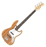 Rocktile Pro JB-30PR Ashwood E-Bass - Jazz-Style E-Bass - Body: Esche - Hals: Ahorn - Griffbrett: Engineered Wood - 2 Single-Coil Tonabnehmer - 2 Volume-/ 1 Toneregler - Natur