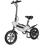 E-RIDES 14-Zoll Klappbares E-Bike, 250W Motor, Carbonstahlrahmen, 20 km/h Höchstgeschwindigkeit, 36V 6.4Ah Akku, LED-Anzeige, IP54 Wasserdicht, Leichtes E-Bike für Pendler