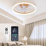 STERREN Moderner Deckenventilator mit Beleuchtung, 50,8 cm, dimmbar, bündig, flach, Deckenventilatoren mit Fernbedienung, intelligenter Deckenventilator für den Innenbereich mit Licht für Schlafzimmer