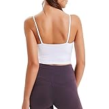Lemedy Sport-BH, für Damen, gepolstert, Fitness, Workout, Laufshirt, Yoga, Tanktop - Weiß - small