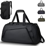 Sporttasche Reisetasche Herren Damen Groß 40L mit Schuhfach Nassfach Weekender Wasserdicht Gym Bag Travel Saunatasche Trainingstasche Rucksack für Schwimmen, Wandern, Camping Fitnessstudio (Schwarz)