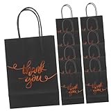 Gadpiparty 25 Stück Schwarze Kraftpapier Geschenktüten mit Goldprägung Wiederverwendbare Geschenkverpackung für Partys Hochzeiten und Dekorative Tüten mit Stabilen Griffen und Großem