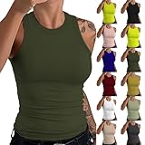 Nidddiv Tank Top Damen, Sommer Top Damen Sexy Ãrmellose Tanktop Gerippt High Neck Trägershirt Slim Fit Stretch Sommertop Achselshirt Trendy Damentop Basic Tops Sport Cami Einfarbig Trägertop