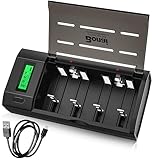 BONAI Akku Ladegerät LCD Universal Batterieladegerät Schnell Akkuladegerät USB Intelligent Battery Charger für AA/AAA/SC/C/D/9V NI-Mh/NI-CD Wiederaufladbare Batterien mit Entladungsfunktion