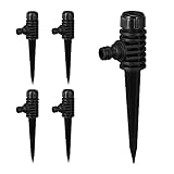 Relaxdays Sprühregner Garten, 5er Set, Klickstecker Anschluss, mit Erdspieß, Flächen bis 30 m², Sprinkler, schwarz