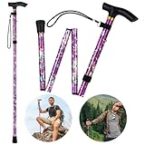 Flintronic Unisex Faltbar Gehstock, Klappbar Bergstock, 5-Stufig Höhenverstellbar, Leicht und Tragbar für Bergsteigen, Wandern, Camping