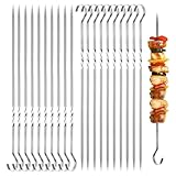 Luxoraiova 20 Stück BBQ Grillspieße Edelstahl, 30CM Grill Kabob Spieße, Schaschlikspieße Edelstahl, Extra Stark, Grillzubehör, Fleischspieße, kebab spieße für Lagerfeuer oder eine Grillschale