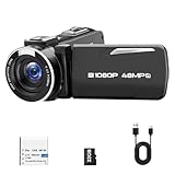 Videokamera 1080P, 48MP Camcorder 18X Digitalzoom Vlogging Camera für YouTube mit LED-Fülllicht, 3' 270° drehbarer Bildschirm Webcam Camcorder mit 32GB Karte & Akku