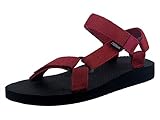 riemot Sandalen Damen Sommer Flach Sport Sandale Outdoor Sommerschuhe Offroad Trekking- & Wandersandalen Atmungsaktiv und Leichte Damen Weinrot EU 37