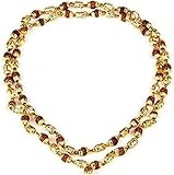 Qukiy Handgefertigte natürliche Fingerzähler Rudraksha Jaap Mala Gebetskette für Pooja, original buddhistische Mala (5 Mukhi-Rudraksha-Kristall-Mala + goldene Kappe 54 + 1 Perlen, 7–8 mm)