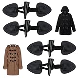 Xinlon 4 Paare Knebelknöpfe mit Verschluss, Mantel Verschluss, Knöpfe Schwarz, Leder Knebelknöpfe Vintage Knöpfe für Jacken Mantel für DIY Handwerk Kleidung Nähen Dekoration Basteln Zubehör