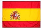 Große spanische Flagge für den Außenbereich, 225 x 150 cm, Flagge Spaniens, verstärkter Balkon und 2 Metallösen (Spanien groß)