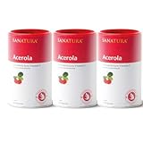 Sanatura Acerola Pulver 3 x 175 g (3er Pack) – natürliches Vitamin C hochdosiert – aus der Acerolakirsche – einfache Anwendung – sehr ergiebig – vegan