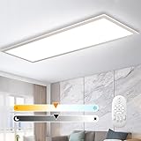 Dimmbar LED Deckenlampe 100x25 cm, 28W Deckenleuchte Panel mit Fernbedienung und Speicherfunktion, Indirekt Stark Leuchtkraft Licht 2700K-6500K, Ultra Dünn Tageslichtlampe für Büro Wohnzimmer Küche