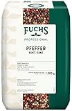 Fuchs Professional - Bunter Pfeffer ganz | Ungemahlenes Universalgewürz, zum Nachfüllen von Pfeffermühlen | Profi-Qualität für Großverbraucher und Gastronomie | 1 kg im recyclebaren Beutel