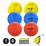 Naissgo 6 Stück Disc Golf Scheiben Set, Professional Disc Golf Set,Putter Midrange Driver Disc Golf Reguläre Größe Discgolf Scheibe für Erwachsene Kinder