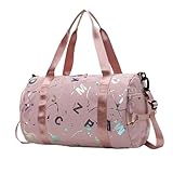 COLseller Kleine Reisetasche Faltbare Weekender-Reisetasche Wasserabweisende mit Schuhfach und Nassfach für Kurze Reisen, Airline, Krankenhaus, Strand,Pink