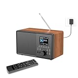 PAZEAU DAB/DAB+ Digitalradio Nostalgie Radio mit 2.4 Zoll Farbdisplay, Bluetooth, USB/AUX, Fernbedienung, Doppelwecker, Schlaf Timer, Küchenradio, 6 Sprachen, 30 Senderspeicher Radio