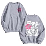 DHYUEN Sweatjacke Damen Große Größen Sport Top Pullover Mit Kapuze Damen Sweatshirt Kordelzug Sweatjacke Freizeitjacke Sweatshirt Damen Baumwolle Sportjacke Roter Pullover Damen（4-Gray，L）