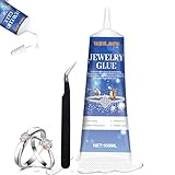 WEILAOK Schmuckkleber, Schmucksteinkleber, Strasssteine Kleber Mehrzweckkleber zum Schmuckverkleben und Basteln, mit Pinzette und Feinen Spitzen Perfekt, 100ml