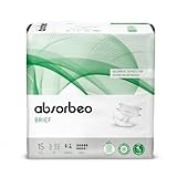 Absorbeo Windel Maxi 15 Stück, Saugfähiges Hilfsmittel für Schwere Blasenschwäche, Absoluter Komfort, Totaler Schutz, Anti-Odour-System, Vollständig Atmungsaktiv, Unisex, Größe M