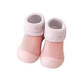 TDEOK Kleinkind Mädchen Socken Schuhe Kleinkind Fleece WarmThe Floor Socken Rutschfeste Prewalker Schuhe Rutschfeste Kinderschuhe (Pink, 23 Toddler)