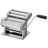 WMF Gourmet Nudelmaschine manuell Edelstahl 19,5x 12,5x 12,5 cm, 9 Teigstufen, ideal für Teigplatten, schmale und breite Nudeln