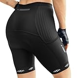 X-TIGER Radlerhose Damen mit Sitzpolster 5D Gepolster Fahrradhose Damen Kurz Schnell Trocknende Atmungsaktive Radhose Damen mit 3 Tasche