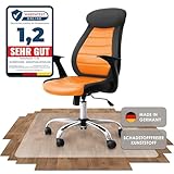SCHUTZ-FUX Bodenschutzmatte - Robuste Bürostuhlunterlage für Hartböden, rutschfest und Einfach zu Reinigen, Verschiedene Größen - Made in Germany (90x120cm)