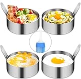 YAOYIN Pancake Form Egg Ring, 4 Pack 9cm Spiegeleiform Ei Ring zum Kochen von Spiegelei/Pfannkuchen/Omeletts und mehr, Antihaftbeschichtung, Lebensmittelqualität Edelstahl