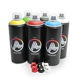 Double A Spraypaint Sprühdosen Set, Paket Grundfarben klein, 6 Spraydosen 400ml + Sprühaufsätze