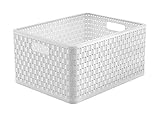 Rotho Country Aufbewahrungsbox 28l in Rattan-Optik, Kunststoff (PP) BPA-frei, weiss, A4+/28l (43.0 x 33.0 x 21.5 cm), Weiß