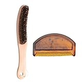 Kleiderbürste Fusselbürste Holz, Kunsthaar Kleiderbürste Antistatische Weiche Kleiderbürste Kamm Holzgriff Fusselentferner Tierhaarentferner Sofa bürste für Anzüge, Kaschmir, Wolle, Samt