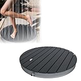 AufuN Gartendusche Aussendusche aus WPC/Aluminium, Mobile Bodendusche Campingdusche mit rutschfeste Standfläche Saunadusche für Camping Garten Pool Dusche (Runden, Anthrazit)