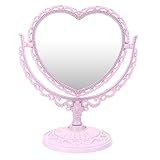 HOOTNEE Drehbarer Doppelter Schminkspiegel Retro Stil mit Standfuß Tragbarer Tischkosmetikspiegel für Make Up und Hautpflege Stabiler Vintage Kosmetikspiegel für Schreibtisch