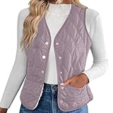 Generisch Damen Fleeceweste Ärmellos Westen Mit Taschen Plüschweste Fleece Gefüttert Plüschweste Frauen Steppweste Damenweste Leicht Bequem Übergangsjacke Puffer Jacke Kurz Vest Gilet