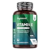 Vitamin E Weichkapseln 400IE - 180 Vegane Softgels - Vitamin E Öl DL Alpha Tocopherylacetat - 6 Monate Vorrat - Nahrungsergänzungsmittel - WeightWorld