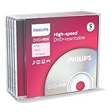 Philips DVD+RW Rohlinge High-Speed (4.7 GB / 120 Minuten Video, 1-4x Speed, 5er Jewel Case, rewritable / überschreibbar)